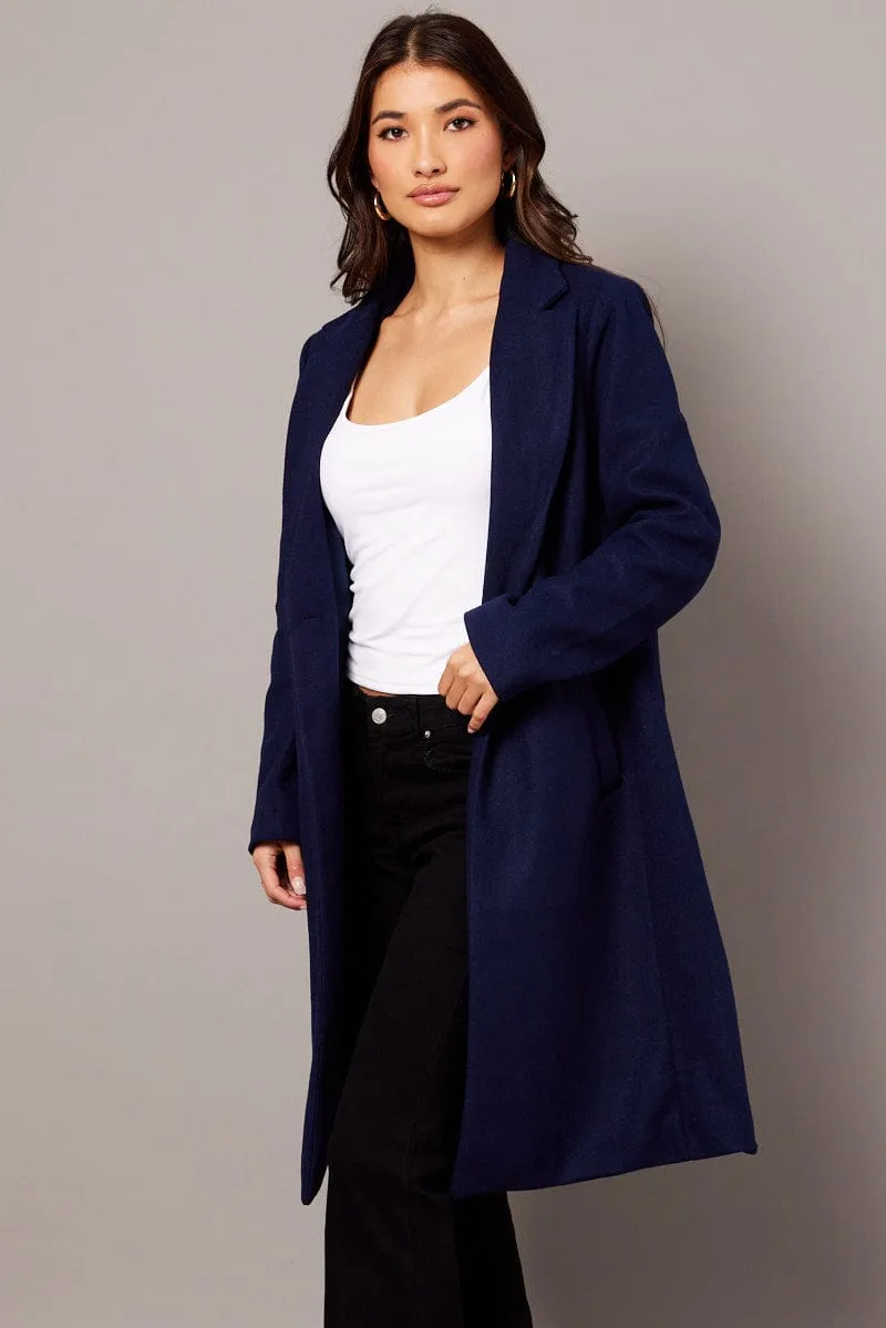 Blue One Button Coat Knee Length sold by Ally Fashion product image thumbnail 4