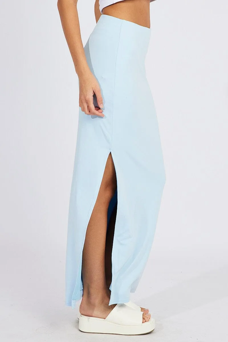 Blue Supersoft Maxi Skirt Side Split sold by Ally Fashion product image thumbnail 4