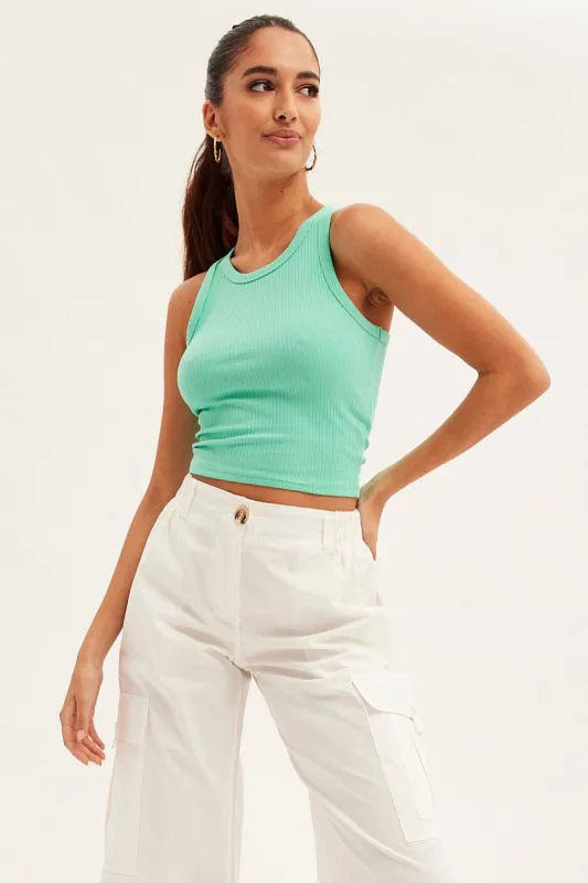 Green Racer Back Tank sold by Ally Fashion