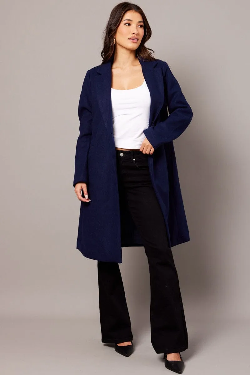 Blue One Button Coat Knee Length sold by Ally Fashion product image thumbnail 2