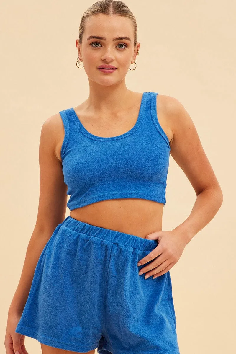 Blue Terry Beach Crop Tank sold by Ally Fashion product image thumbnail 3