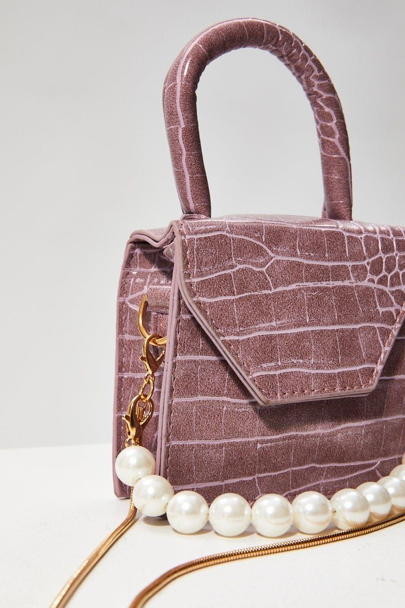 Purple Mini Bag With Pearl Strap sold by Ally Fashion product image thumbnail 2