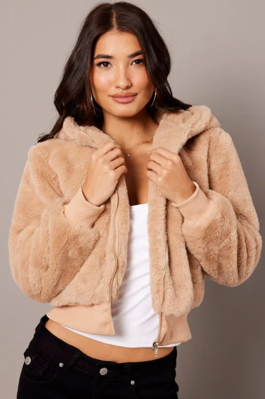 Camel Soft Jacket Long Sleeves Hoodie sold by Ally Fashion