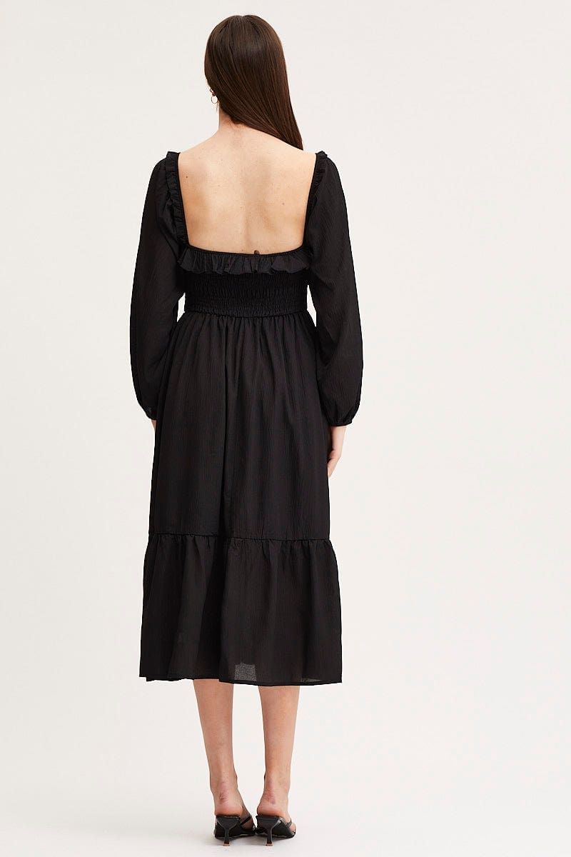 Black Maxi Dress Long Sleeve Square Neck sold by Ally Fashion product image thumbnail 5