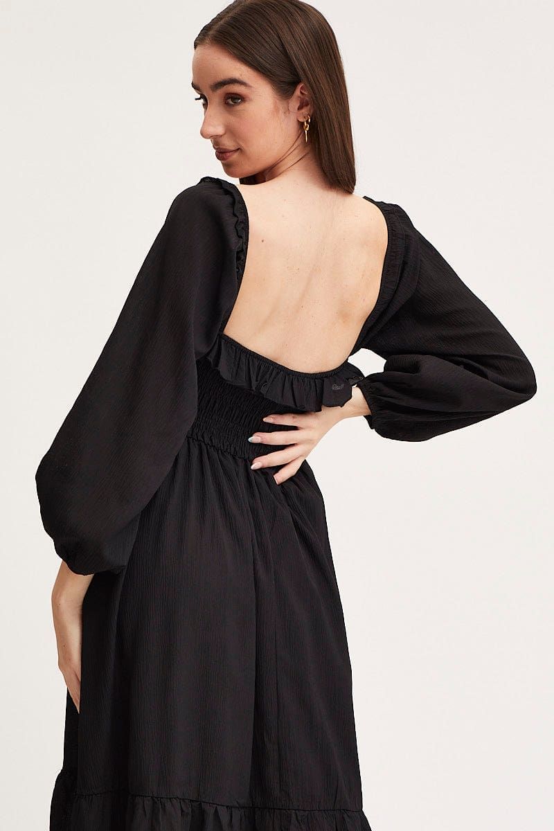 Black Maxi Dress Long Sleeve Square Neck sold by Ally Fashion product image thumbnail 2