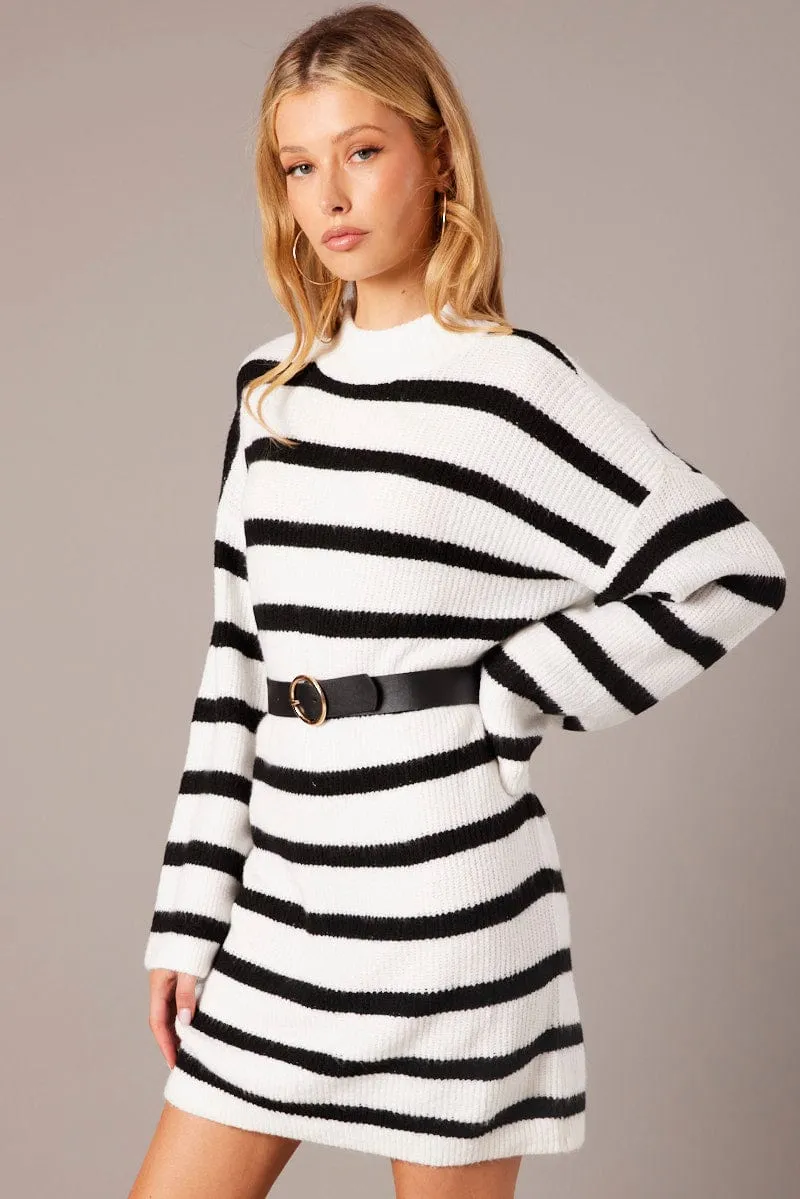 Black Stripe Knit Jumper Dress Mini sold by Ally Fashion product image thumbnail 4