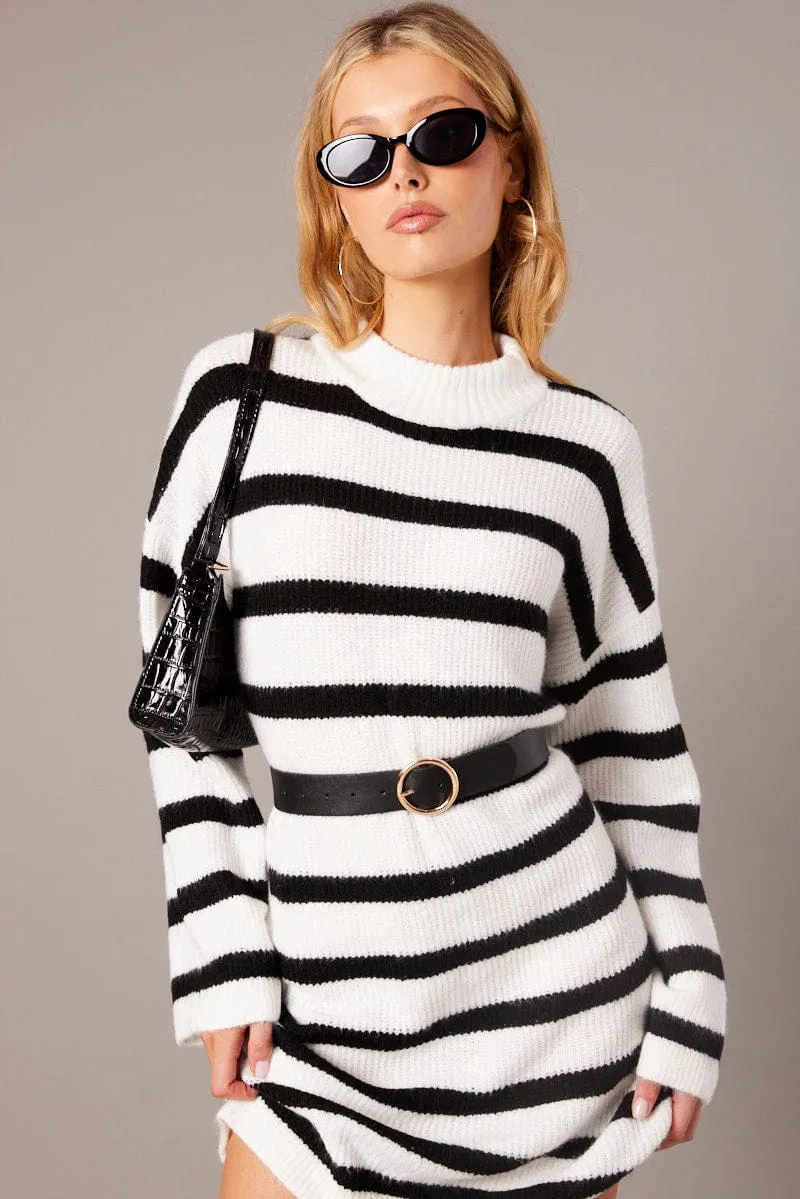 Black Stripe Knit Jumper Dress Mini sold by Ally Fashion product image thumbnail 2