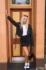 Black Short Trench Coat Long Sleeve sold by Ally Fashion