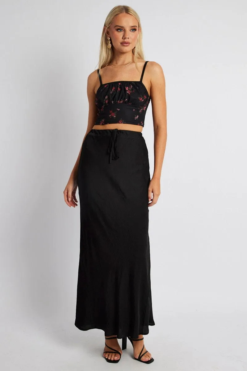 Black Floral Crop Top Singlet Mesh sold by Ally Fashion product image thumbnail 2