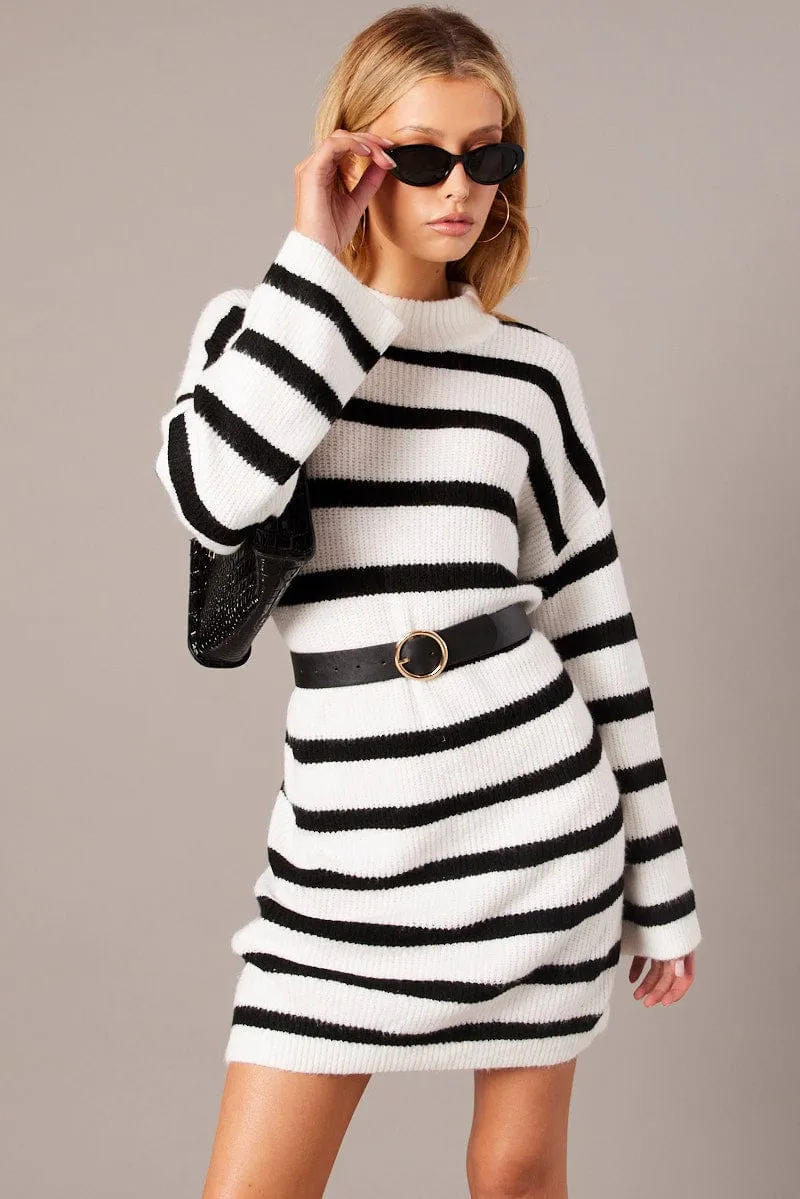 Black Stripe Knit Jumper Dress Mini sold by Ally Fashion product image thumbnail 3