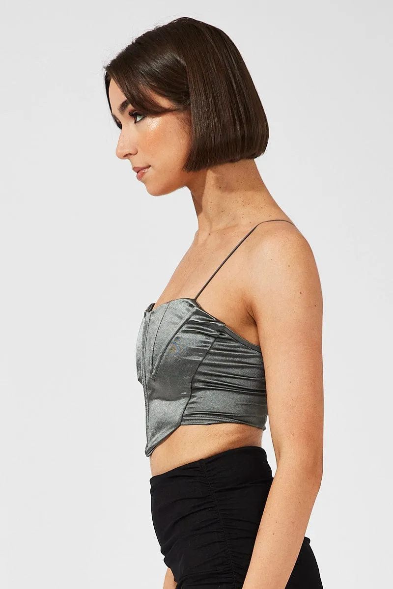 Grey Corset Crop Top Straps sold by Ally Fashion product image thumbnail 4