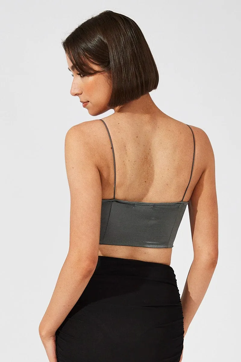 Grey Corset Crop Top Straps sold by Ally Fashion product image thumbnail 5