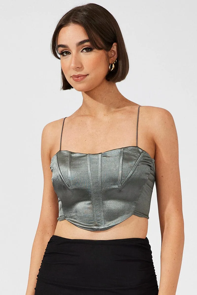 Grey Corset Crop Top Straps sold by Ally Fashion product image thumbnail 3