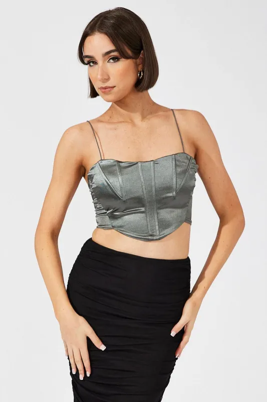Grey Corset Crop Top Straps sold by Ally Fashion
