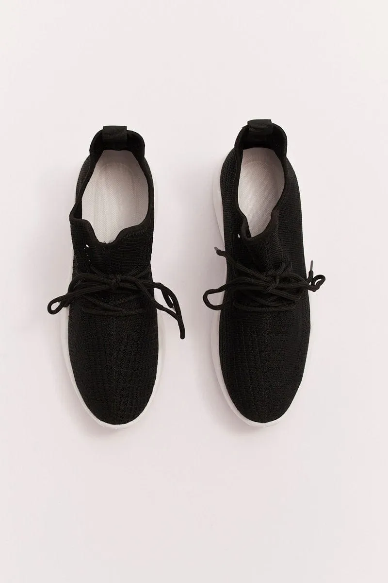 Black Knit Breathable Lace Up Trainers Sneakers sold by Ally Fashion product image thumbnail 2
