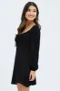 Black Mini Dress Ruched Bust Long Sleeve sold by Ally Fashion