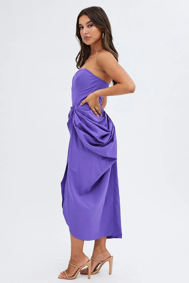 Purple Draped Dress Bandeau Midi sold by Ally Fashion product image thumbnail 4