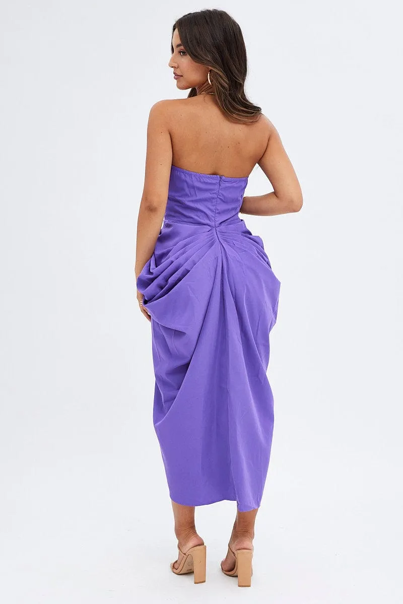 Purple Draped Dress Bandeau Midi sold by Ally Fashion product image thumbnail 5