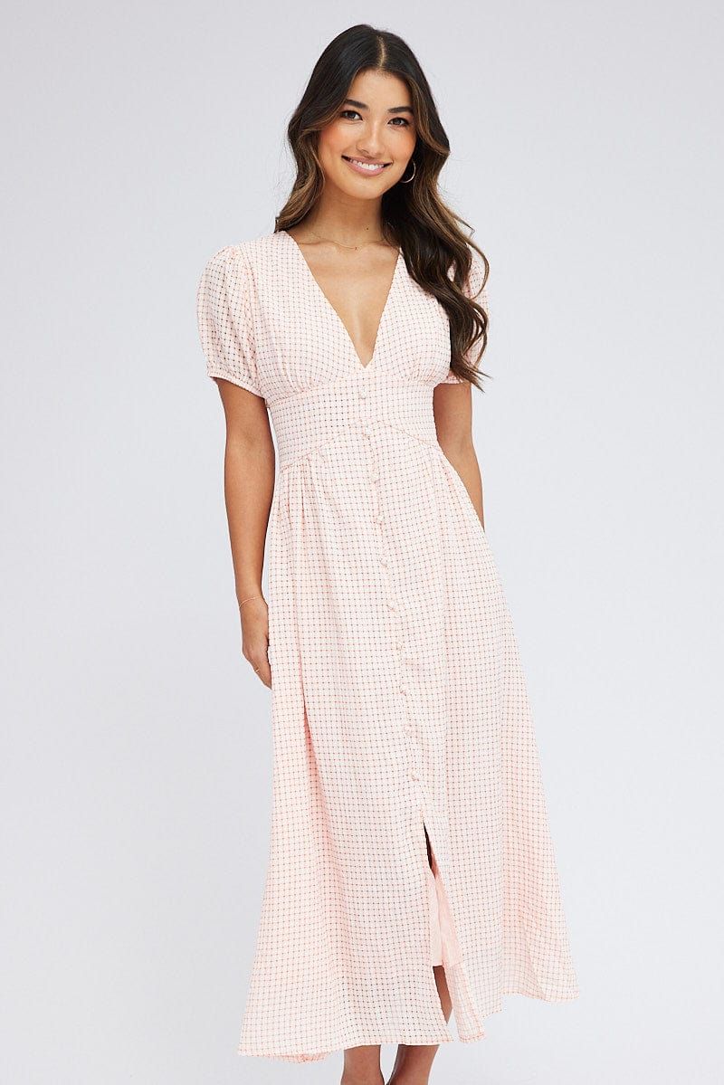 Orange Midi Dress Puff Sleeve sold by Ally Fashion product image thumbnail 2