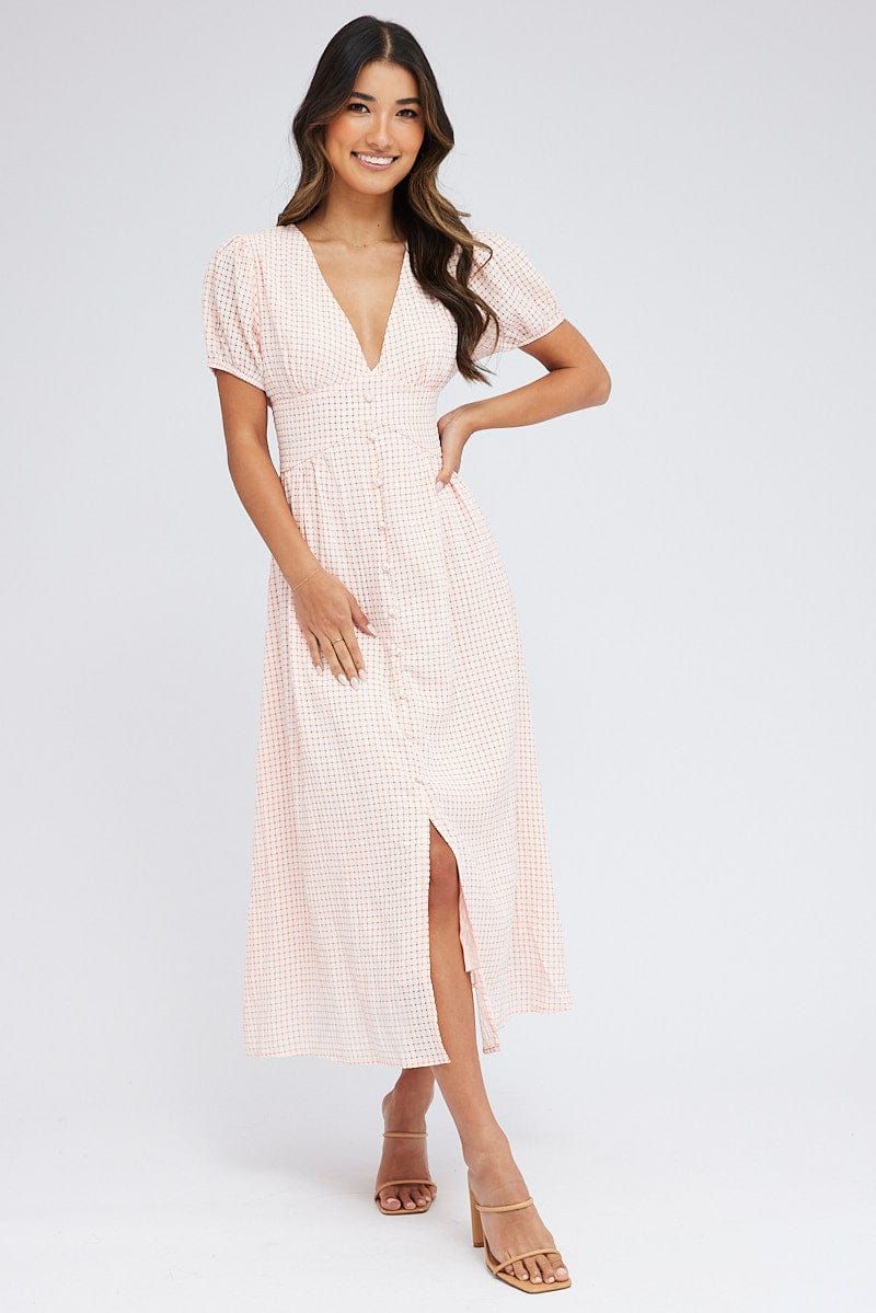Orange Midi Dress Puff Sleeve sold by Ally Fashion product image thumbnail 3