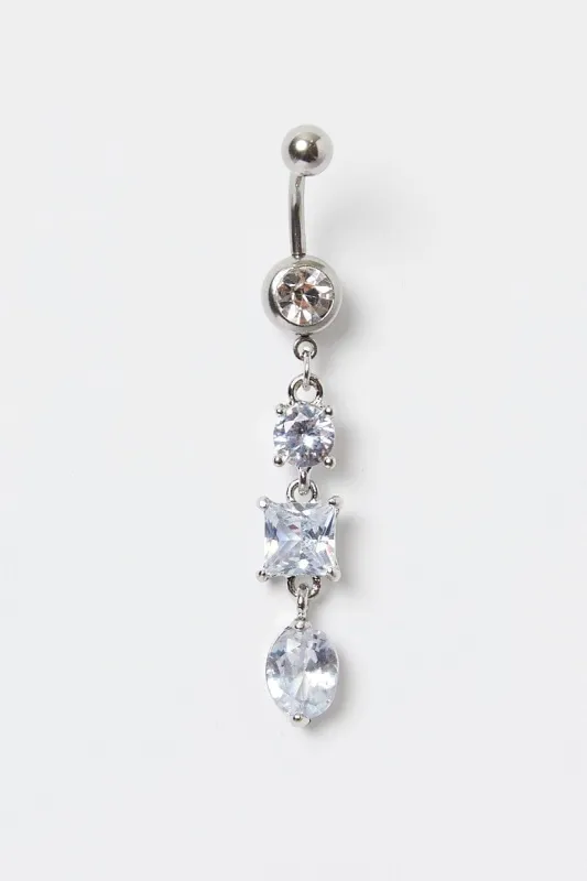 Silver Crystal Belly Ring sold by Ally Fashion