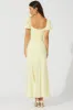 Yellow Midi Dress Short Sleeve Twist Front Textured sold by Ally Fashion