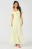 Yellow Midi Dress Short Sleeve Twist Front Textured sold by Ally Fashion