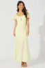 Yellow Midi Dress Short Sleeve Twist Front Textured sold by Ally Fashion