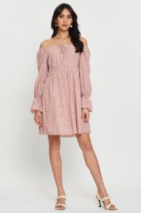 Print Mini Dress Long Sleeve sold by Ally Fashion