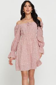 Print Mini Dress Long Sleeve sold by Ally Fashion