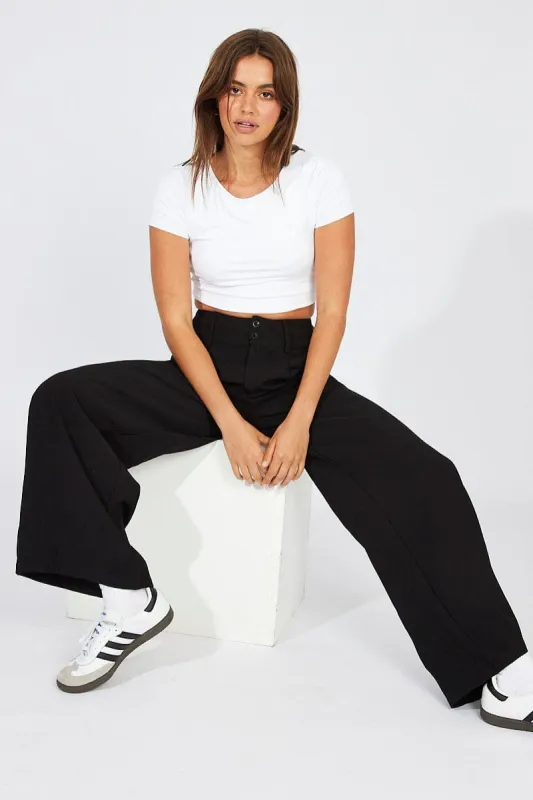 Black Wide Leg Pants High Rise sold by Ally Fashion