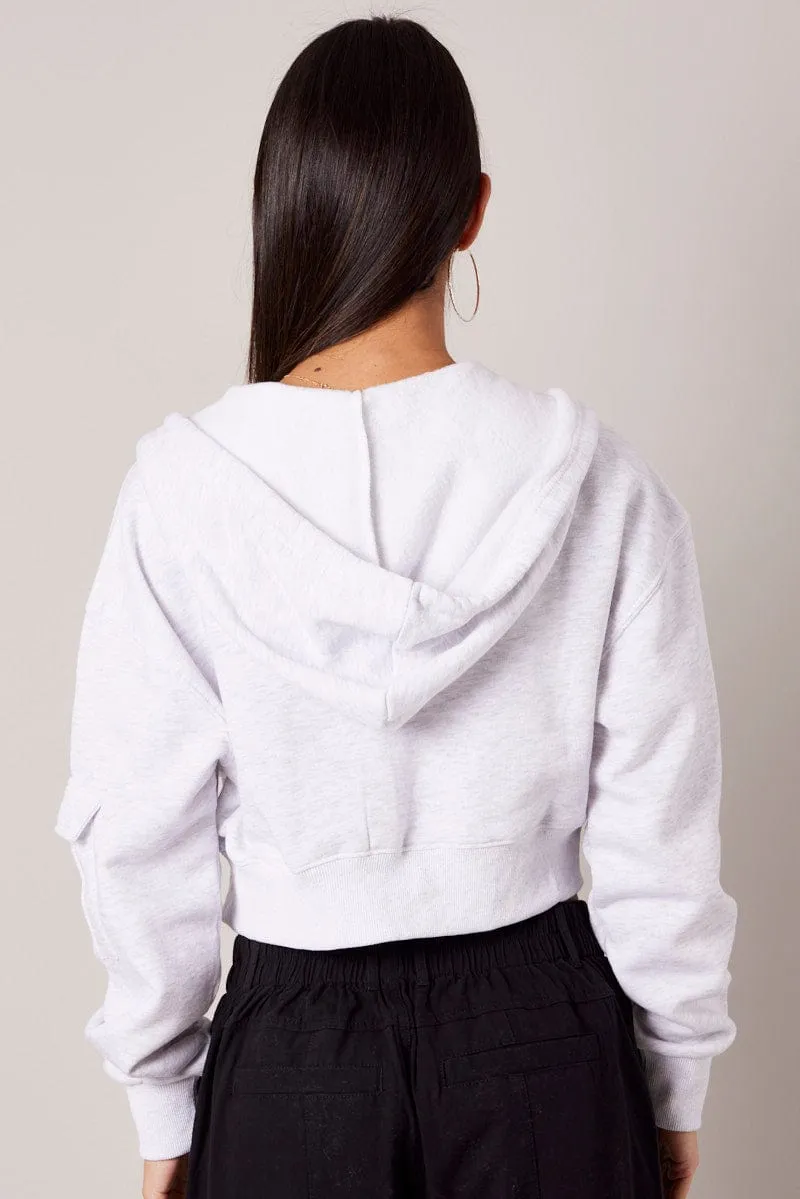 White Zip Hoodie Long Sleeve sold by Ally Fashion product image thumbnail 5