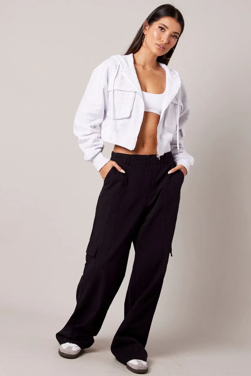 White Zip Hoodie Long Sleeve sold by Ally Fashion product image thumbnail 2