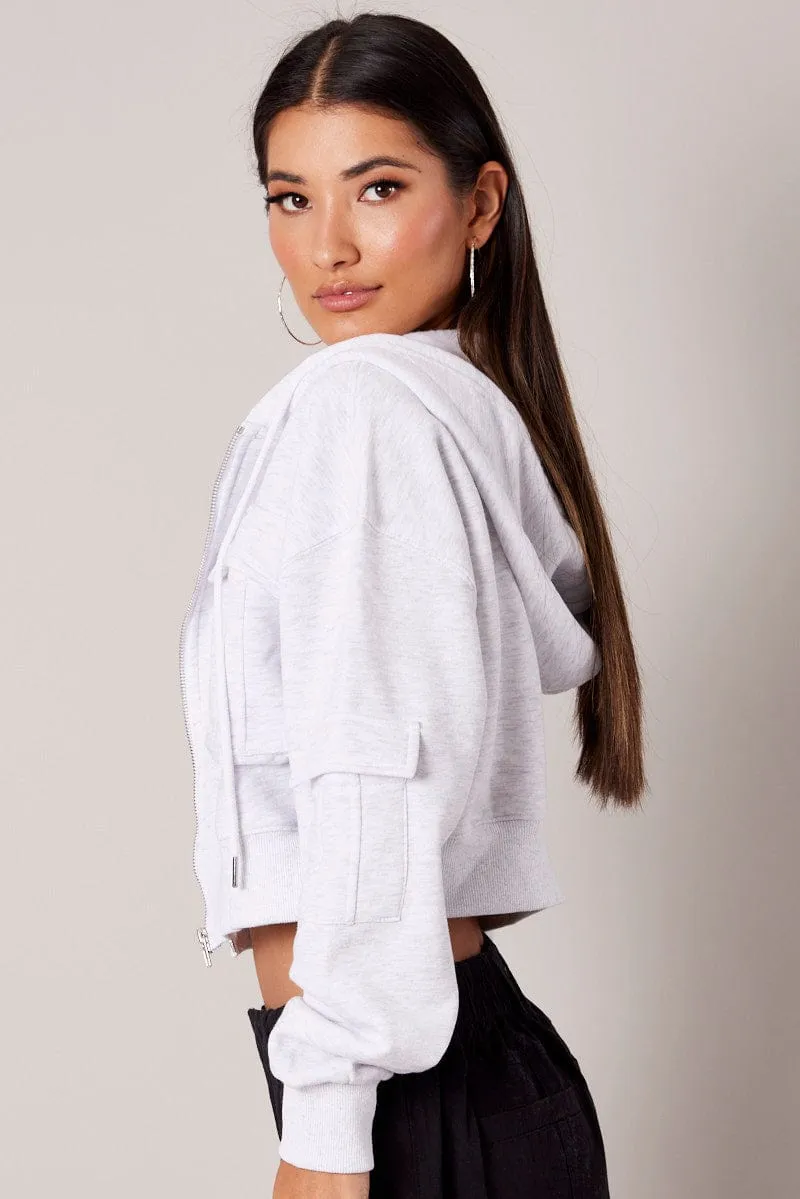 White Zip Hoodie Long Sleeve sold by Ally Fashion product image thumbnail 4