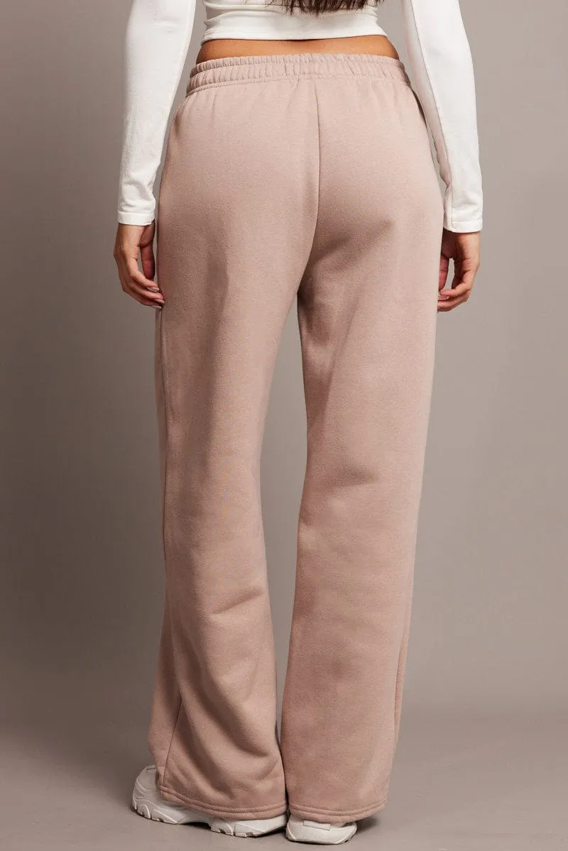 Beige Track Pants Wide Leg sold by Ally Fashion product image thumbnail 5