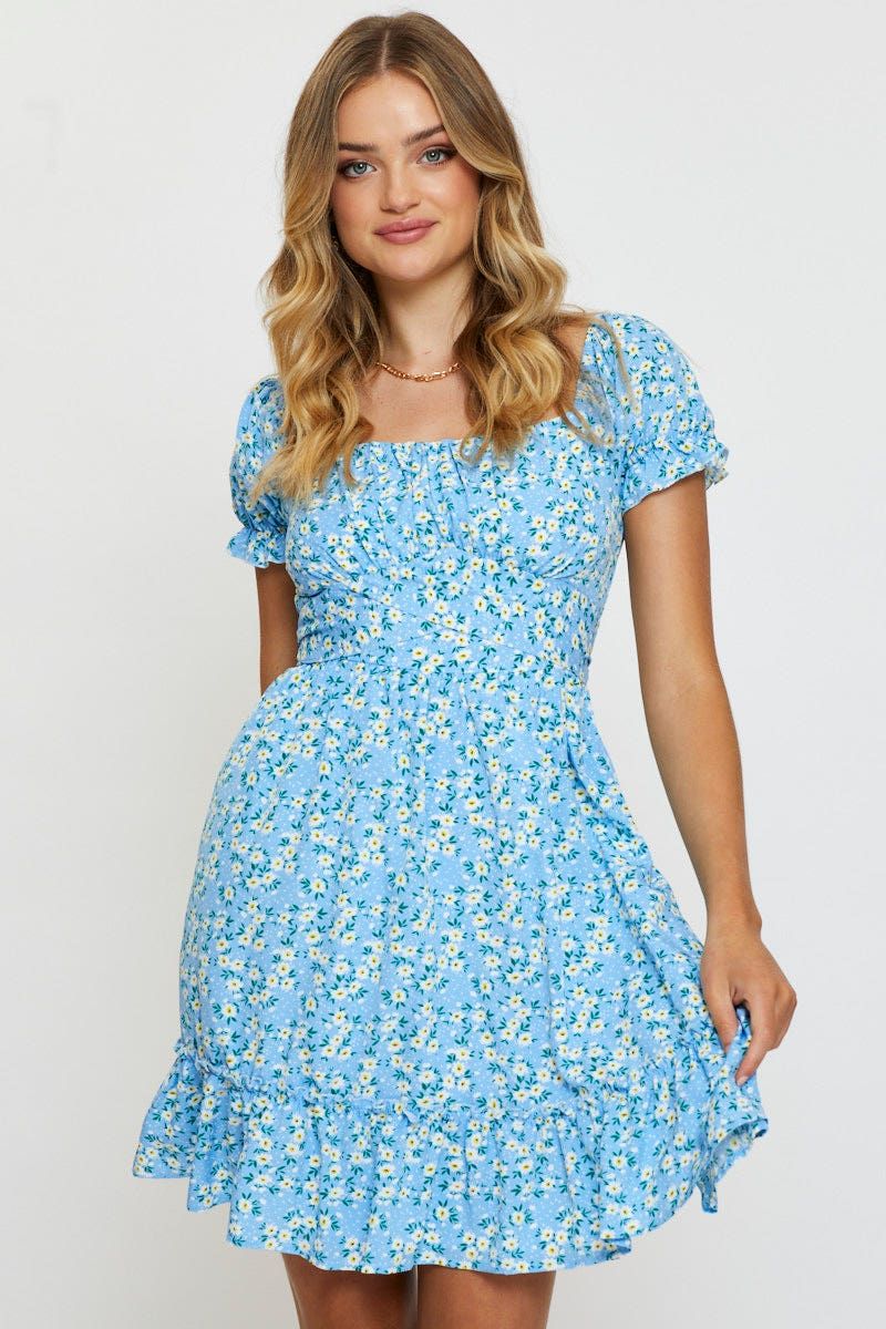 Print Mini Dress Short Sleeve sold by Ally Fashion