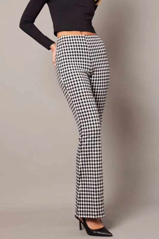 Black Check Flare Leg Pants High Rise sold by Ally Fashion