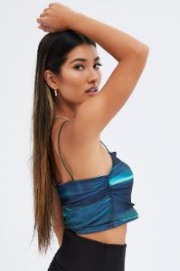 Green Abstract Singlet Sleeveless Cropped sold by Ally Fashion