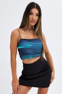 Green Abstract Singlet Sleeveless Cropped sold by Ally Fashion