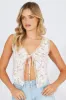 Pink Floral Tie up Front Top Sleeveless sold by Ally Fashion
