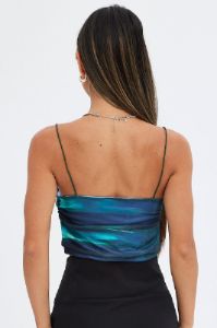 Green Abstract Singlet Sleeveless Cropped sold by Ally Fashion