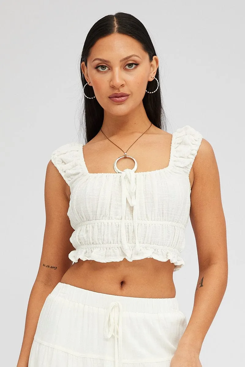 White Crop Top Short Sleeve sold by Ally Fashion product image thumbnail 3