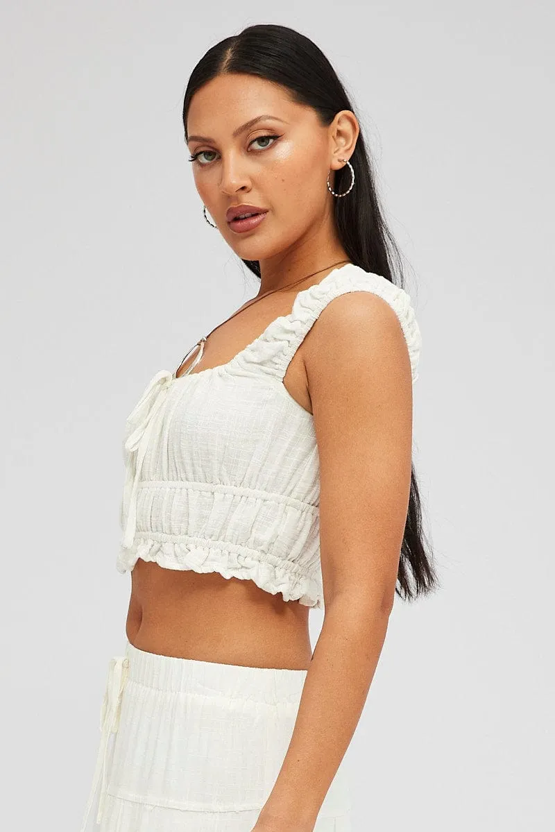 White Crop Top Short Sleeve sold by Ally Fashion product image thumbnail 4