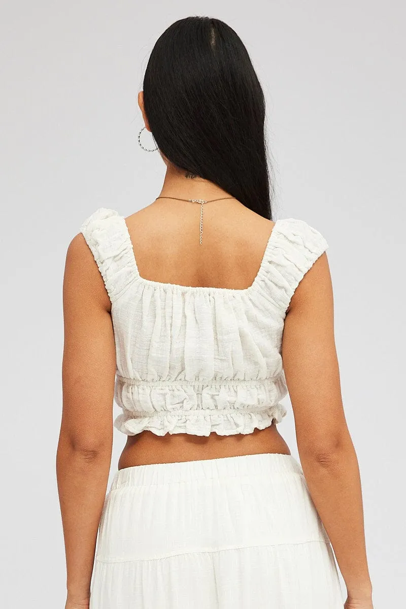 White Crop Top Short Sleeve sold by Ally Fashion product image thumbnail 5