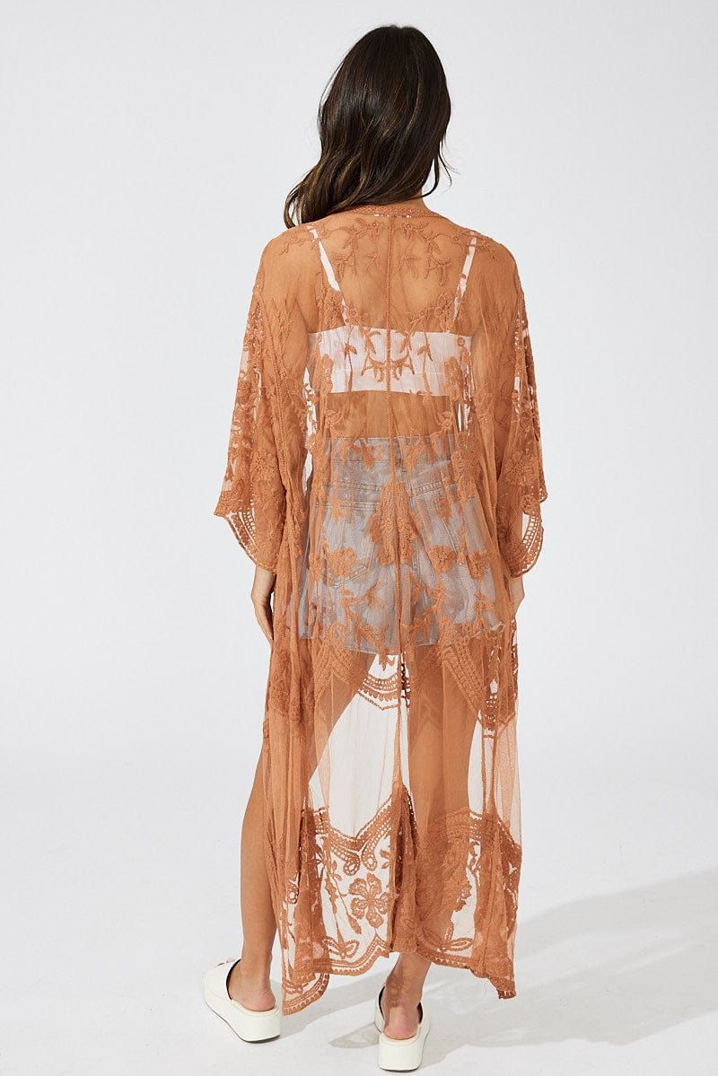 Brown Kimono Half Sleeve sold by Ally Fashion product image thumbnail 5