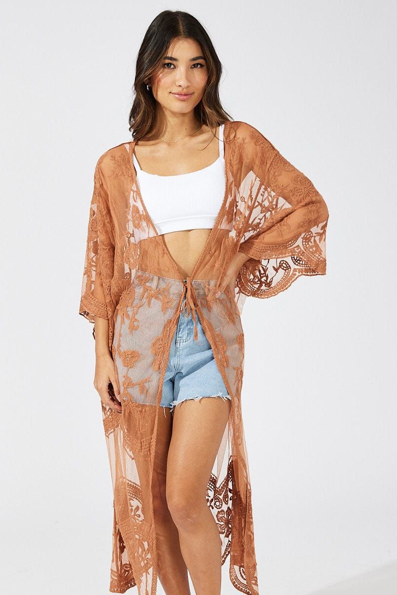 Brown Kimono Half Sleeve sold by Ally Fashion product image thumbnail 2