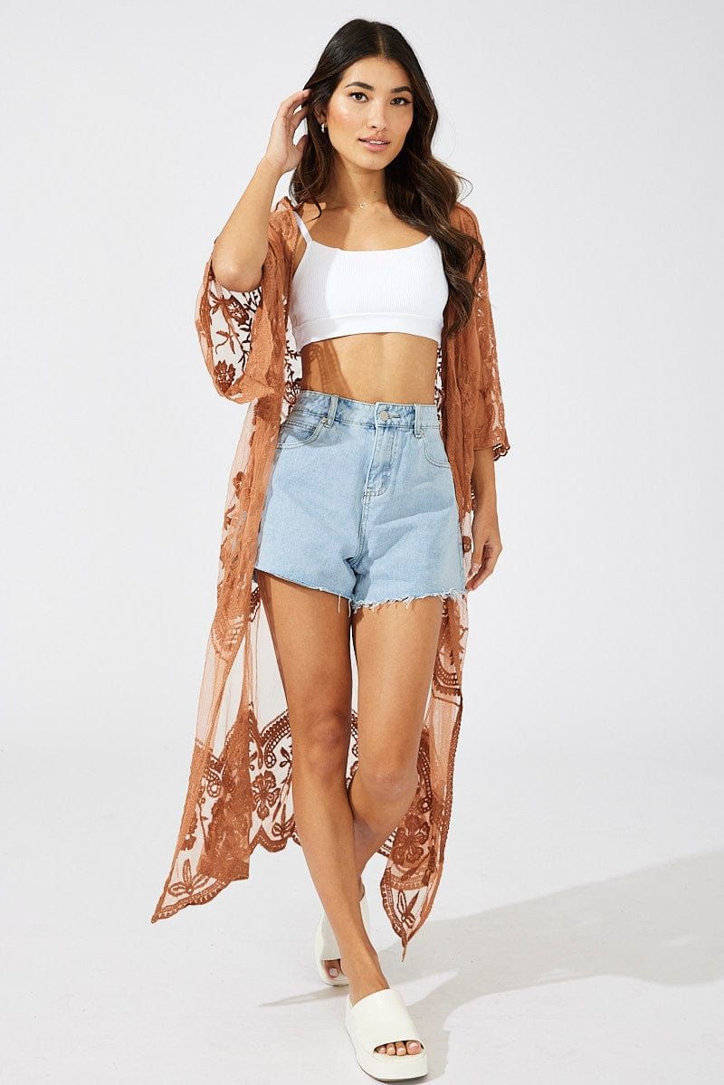 Brown Kimono Half Sleeve sold by Ally Fashion product image thumbnail 3