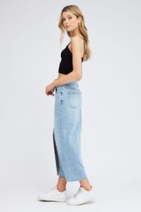 Blue Denim Maxi Skirt Front Split sold by Ally Fashion