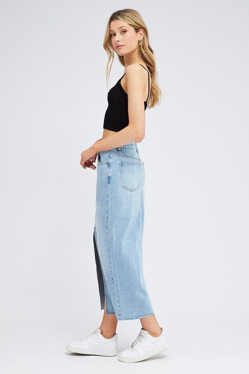 Blue Denim Maxi Skirt Front Split sold by Ally Fashion product image thumbnail 4