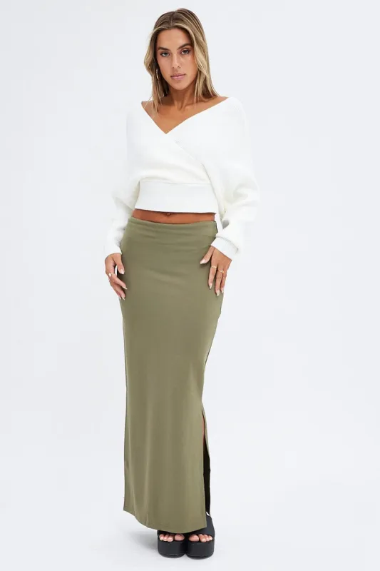 Green Maxi Skirt Low Rise Ponte sold by Ally Fashion